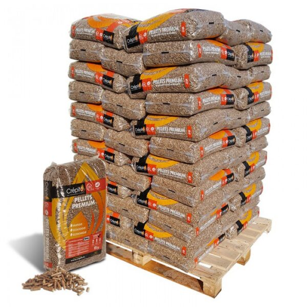 Pellets de madera Crépito – Palet de 72 sacos de 15 kg